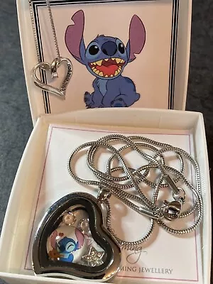 Stitch Themed Memory Locket Necklace Gift Box With Extra Heart Necklace • £9.95