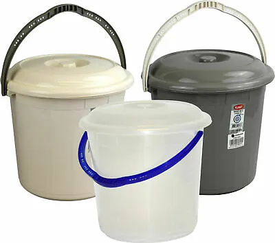 Plastic Bucket With Lid Handle Small Large Storage Bucket Bin Container 20 Litre • £6.99