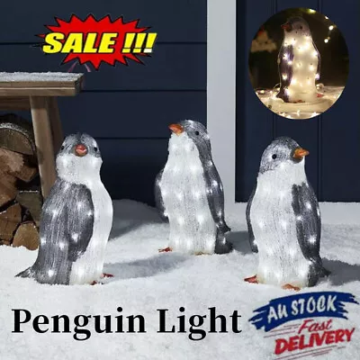 Christmas Penguin Acrylic 50 LED Light Up Decoration Indoor & Outdoor Figurine  • $14.11