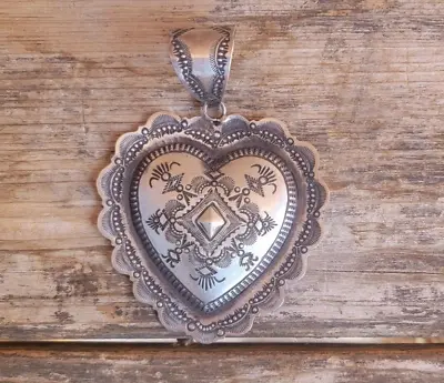 Sterling Silver Heart Pendant Native American Artist Vincent J. Platero Navajo • $425