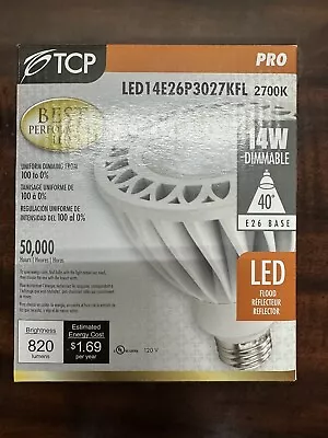 TCP LED 14E26P3027KFL 2700K LED 14 Watt Dimmable Narrow Flood E26 820 Lumen New • $14.25