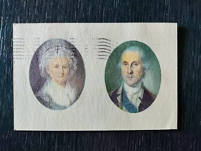 1962 Stamped Post Card Of George And Martha Washington • $2.20