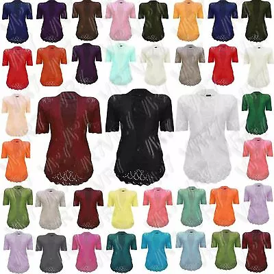 £9.99 • Buy New Womens Crochet Knitted Bolero Shrug Open Front Cardigan Top Size UK 8-30