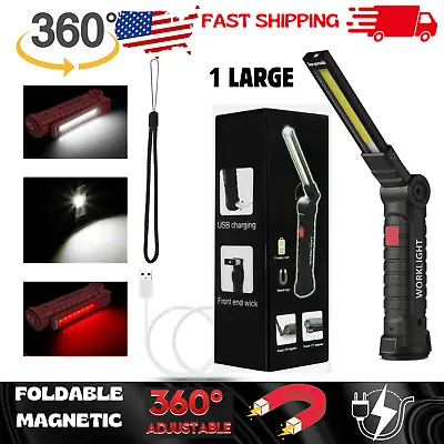 Rechargeable LED COB Work Light Mechanic Flashlight Lamp Magnetic Base Bright • $10.99