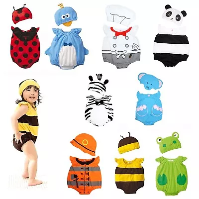 2pc Baby Animal Romper Outfit With Hat Costume Fancy Dress Dressing Up • £12.49