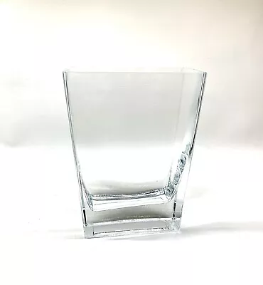 Rectangle Crystal Clear Heavy Thick Glass 8 Inch Vase Floral Container • $18