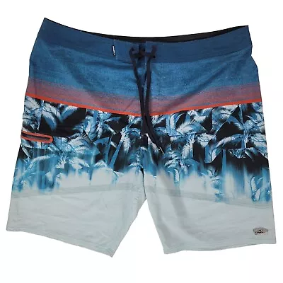 O'Neill Hyperfreak Board Shorts Mens 36 Blue Tropical Palms Stretch Beach Surf • $16.95