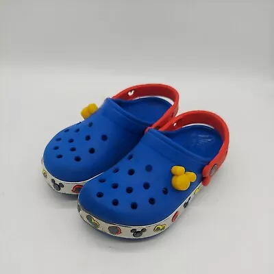 Mickey Mouse Crocs Kids Size 12/13 Blue Red Strap Witg Light Up Mouse Shoe Kid  • $16.97