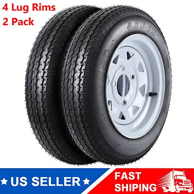 480-12 4.80 X 12 4.80-12 Trailer Tires And 12'' Rims 4 Lug On 4'' 6PR Wheel • $116.99