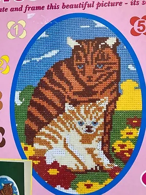 £12.99 • Buy Cross Stitch Kit By Numbers  - Perfect For Children / Beginners - Cat And Kitten