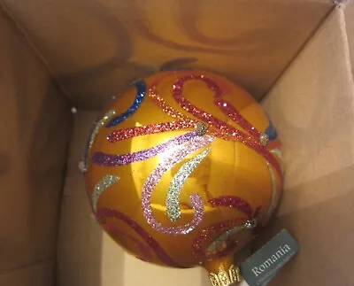 $19.99 • Buy PIER 1 Swirl Design Glass Ball Christmas Ornament, Yellow.  Made In Europe, NEW!