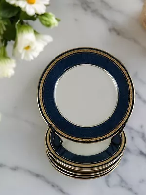 Mikasa Grande Ivory IMPERIAL LAPIS Salad Plates Japan Blue Marble Rim Set Of 6 • $34.99