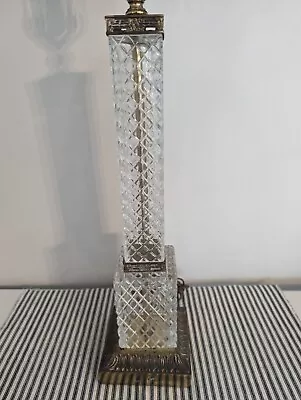 Vintage Crystal Hollywood Regency Crystal & Brass Table Lamp Mid Century Tested  • $36