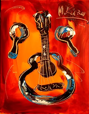 FLAMENCO GUITAR  PAINTING  Abstract Pop Art Painting  Canvas Gallery U9PT98 • £200.79