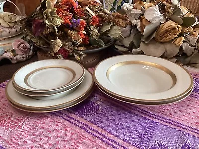 6 Pc Mikasa Antique Lace 8 1/2  Rimmed Soup Bowls & Salad Plates 7.5  All MINT ! • $65