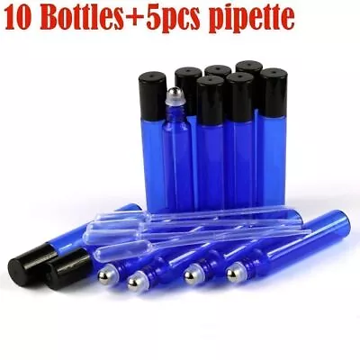 10Pcs 10ML Glass Bottle Roller Cork Laboratory Bottles For  Essential Oil • $17.96