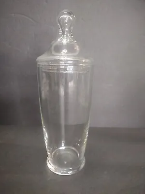 Vintage 8.25” Tall Clear Glass Apothecary Candy Jar Container Canister With Lid • $24.99