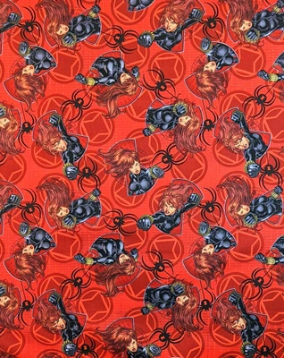 $5.40 • Buy Fabric- Marvel Black Widow Red Background Cotton 35.5  L X 44  W