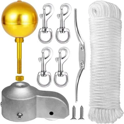  Flag Pole Repair Kits 3  Topper Gold Ball/50 Ft Halyard Rope/6  2.5  Truck • $41.08