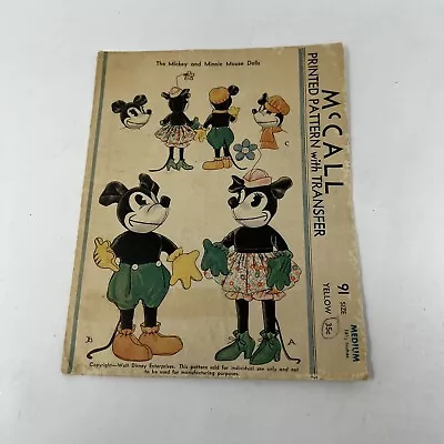 Original Mickey & Minnie Mouse Doll Sewing Pattern McCall 91 • $209.25