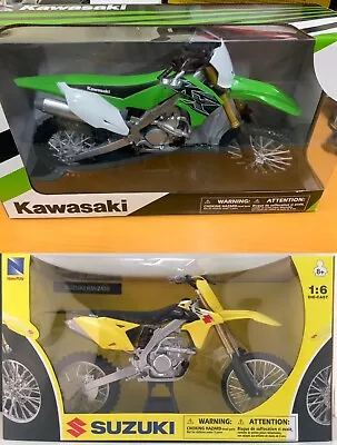 Newray RMZ 450 & KXF 450 1:6 Die-Cast Motocross MX Toy Model Bike Combo • £94.95