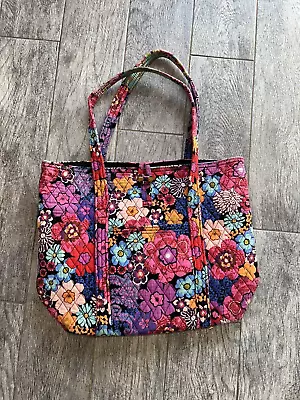 VERA BRADLEY Get Carried Away Tote Floral Fiesta Bag Tote Shoulder Purse Quilted • $38.93