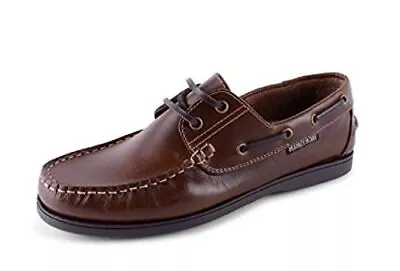 Mens Yachtsman Classic Real Leather Boat Deck Shoes Brown UK8 • £29.74