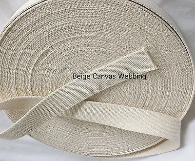 38MM WIDE Beige/Natural 2.4mm Thin Webbing COTTON BELT STRAPPING SEWING Tape • £13.99