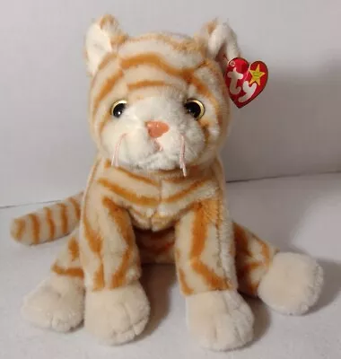 TY Amber Orange Tabby Cat Original Beanie Buddy  VTG 1999 Tags Plush Stuffed 11  • $21