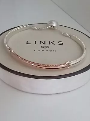 LINKS OF LONDON Narrative Sterling Silver&ROSE GOLD VERMEIL Articulated Bracelet • £79.99