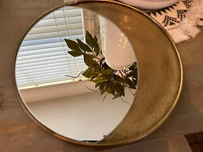 Made In India Uo  Hammered Brass Crescent Moon Wall Hanging Mirror 10  X 10  • $44.99