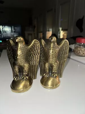 Vintage Solid Brass Eagle Bookends • $49.99
