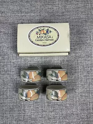 4 Mikasa Garden Harvest Ceramic Napkin Rings With Original Packing • $18.95