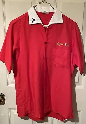 70's-80’s  King Louie Vintage Bowling Shirt  Mens M Red/White Fun Loving Lawyer • $25