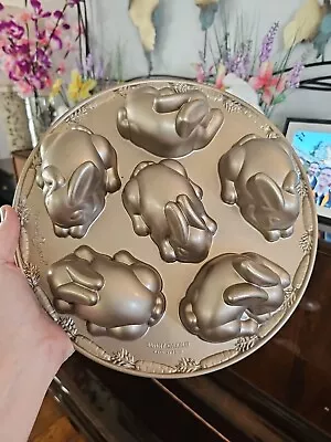 NORDIC WARE BUNNY Six CAKELET PAN MOLD EASTER 4.5 CUPS MADE IN USA EUC Cake • $23.99