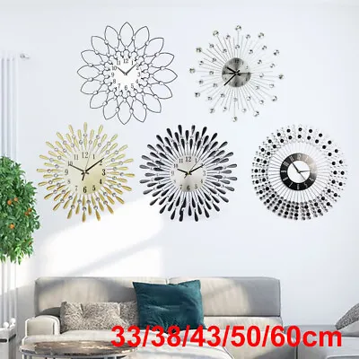 £22.39 • Buy 33/38/60cm Round Living  Modern Bedroom Diamond Clock Crystal Wall Clock Silent