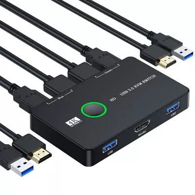 2X2 USB3.0 HDMI2.0 KVM Switcher Box Splitter 4K60Hz HDMI2.0-Compatible Switch • $53.76
