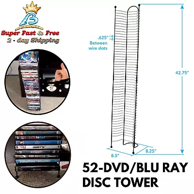 52 Dvd Bluray Games Tower Stand Organizer Rack Shelf Holder Storage Media NEW • $59.51