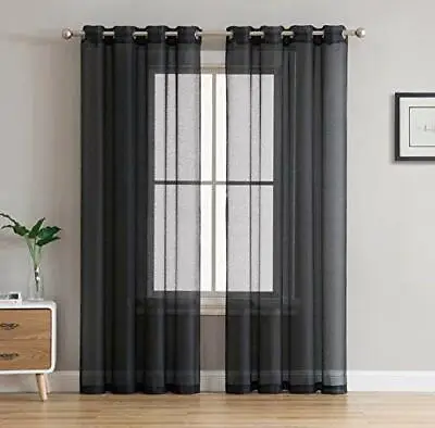 2 SLOT TOP EYELET Or TAB TOP Voile Net Panels Curtains Pair With TIE BACKS ! • £8.30