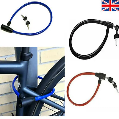 £2.47 • Buy Bike Lock Cable With 2 Keys Heavy Duty Strong Steel 60cm Bicycle Security Lock