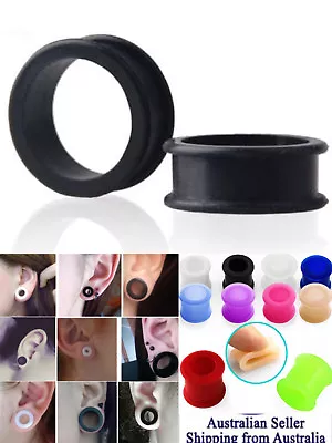 Silicone Tunnels Stretchers Flexible Flesh Plugs Ear Body Jewellery 4mm-25mm 1pc • $4.95