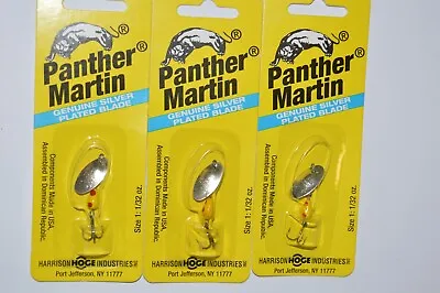 $13.95 • Buy 3 Lures Panther Martin Trout Spinners Size 1 1/32oz Yellow Red Dots Silver Blade