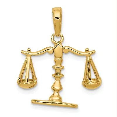 14K Gold 3D Moveable Scales Of Justice Charm Pendant Jewerly 20mm X 20mm • $219.37