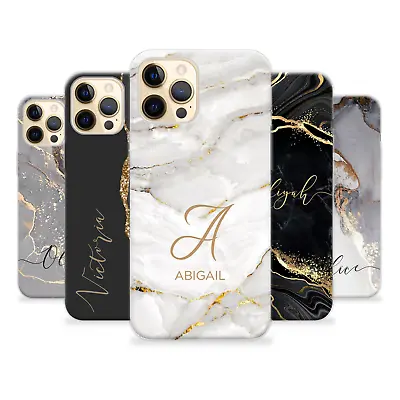 Personalised Phone Case Black/Gold Marble Custom Name For Apple IPhone 15 14 8 • £6.29