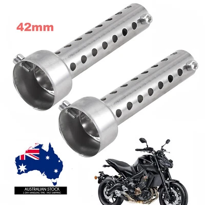 2Pcs 42mm Motorcycle Exhaust Silencer MufflerInsert Baffle DB Killer Silver AUS • $19.95