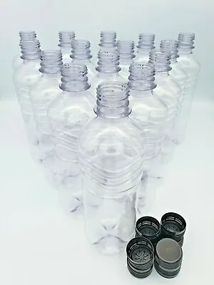 Clear Plastic 500ml Rib PET Screw Cap Drinks Bottles Cordial Home 10~100 Pack • £28.05