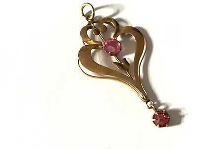 Antique  Edwardian 1900's 9 Ct Gold Pink Quartz  Pendant Lavalier • £79.99