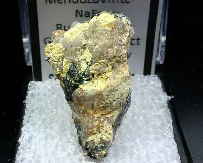 MINERALS : RARE YELLOWISH MENDOZAVILITE-NaFe  ON MATRIX FROM RUSTLER MINE UTAH • $2.25