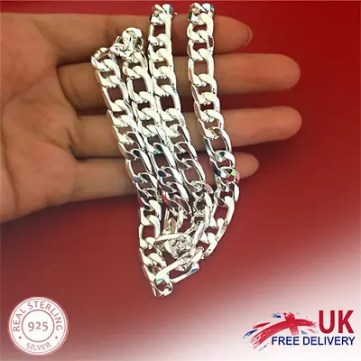 925 Sterling Silver Thick Solid Men's Figaro Chain Necklace Or Bracelet Italy • £4.99