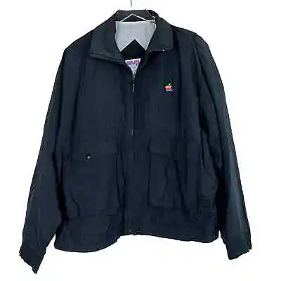 Vintage Macintosh Apple Windbreaker Jacket Rainbow Striped Logo Full Zip Up • $174.99
